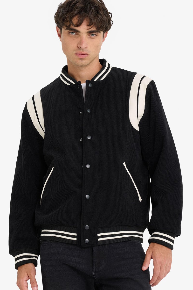 DeFacto Black Man Waterproof Regular Fit College Collar Bomber Jacket Casual - Image 4
